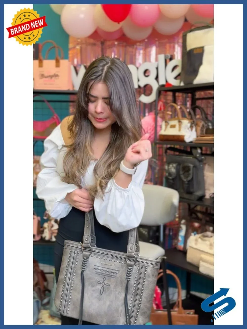 Vegan Leather Western Tote Bag with Wallet Studded Shoulder Handbag
